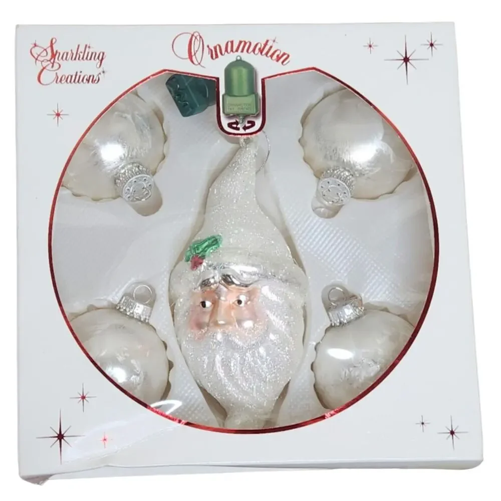 Vintage Sparkling Creations RARE! Ornamotion Santa Christmas ornaments